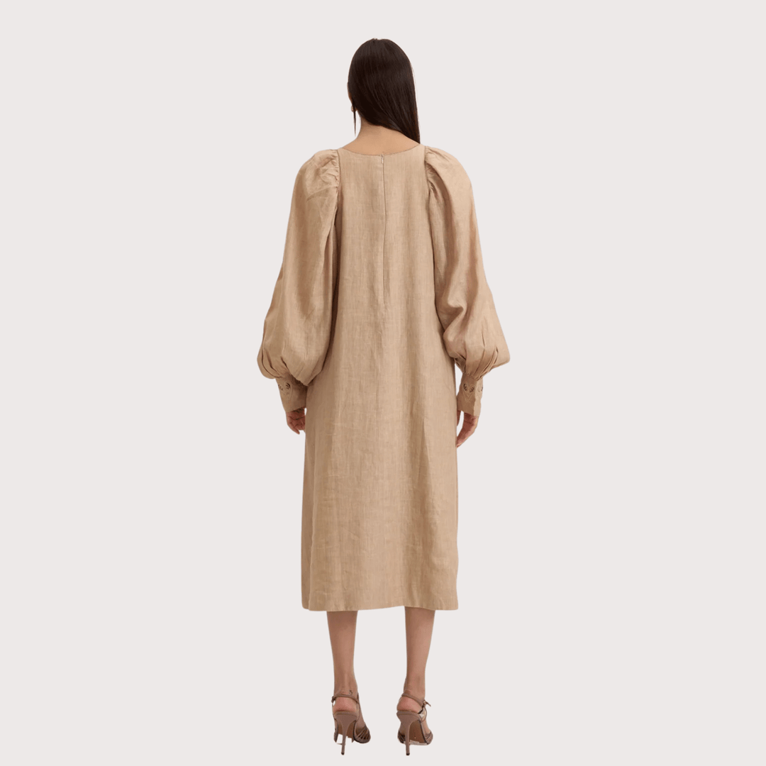 Flouncy Midi Dress -Sand by Hemji at White Label Project