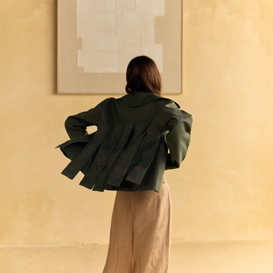 Fringes Jacket - Green by Hemji at White Label Project