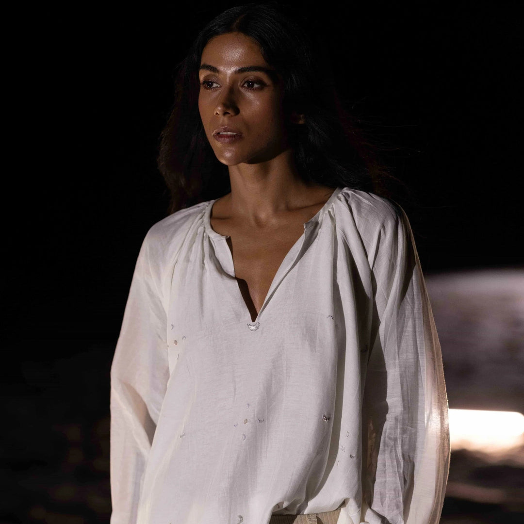Luna Blouse - Pearl White by Hemji at White Label Project