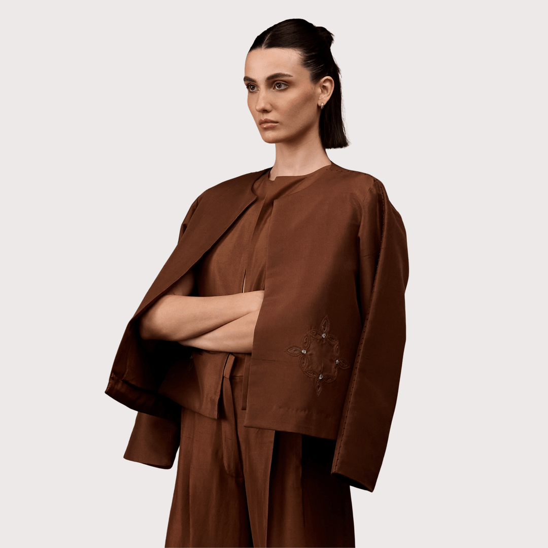 Silk Coffee Jacket by Hemji at White Label Project