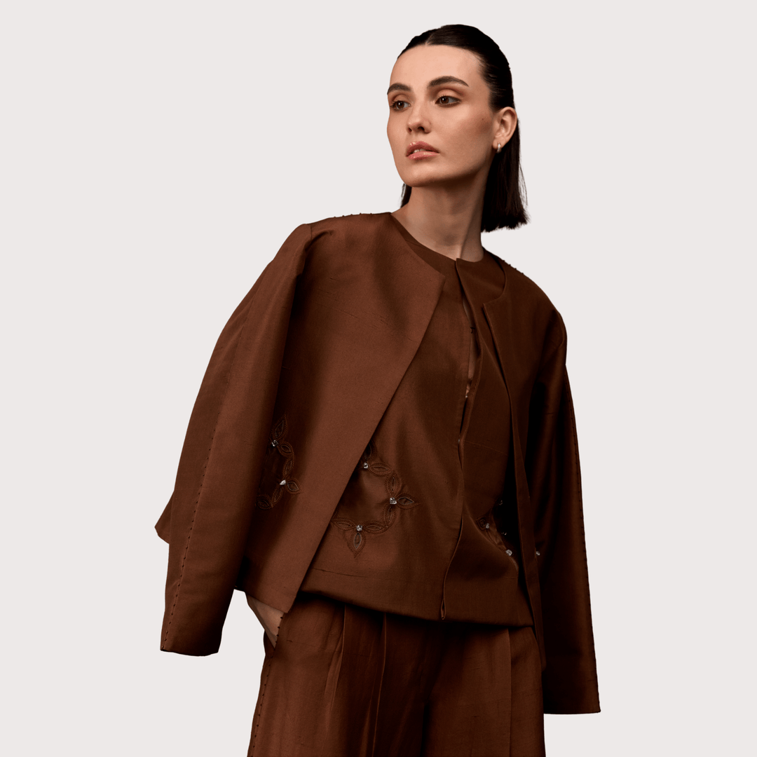 Silk Coffee Jacket by Hemji at White Label Project