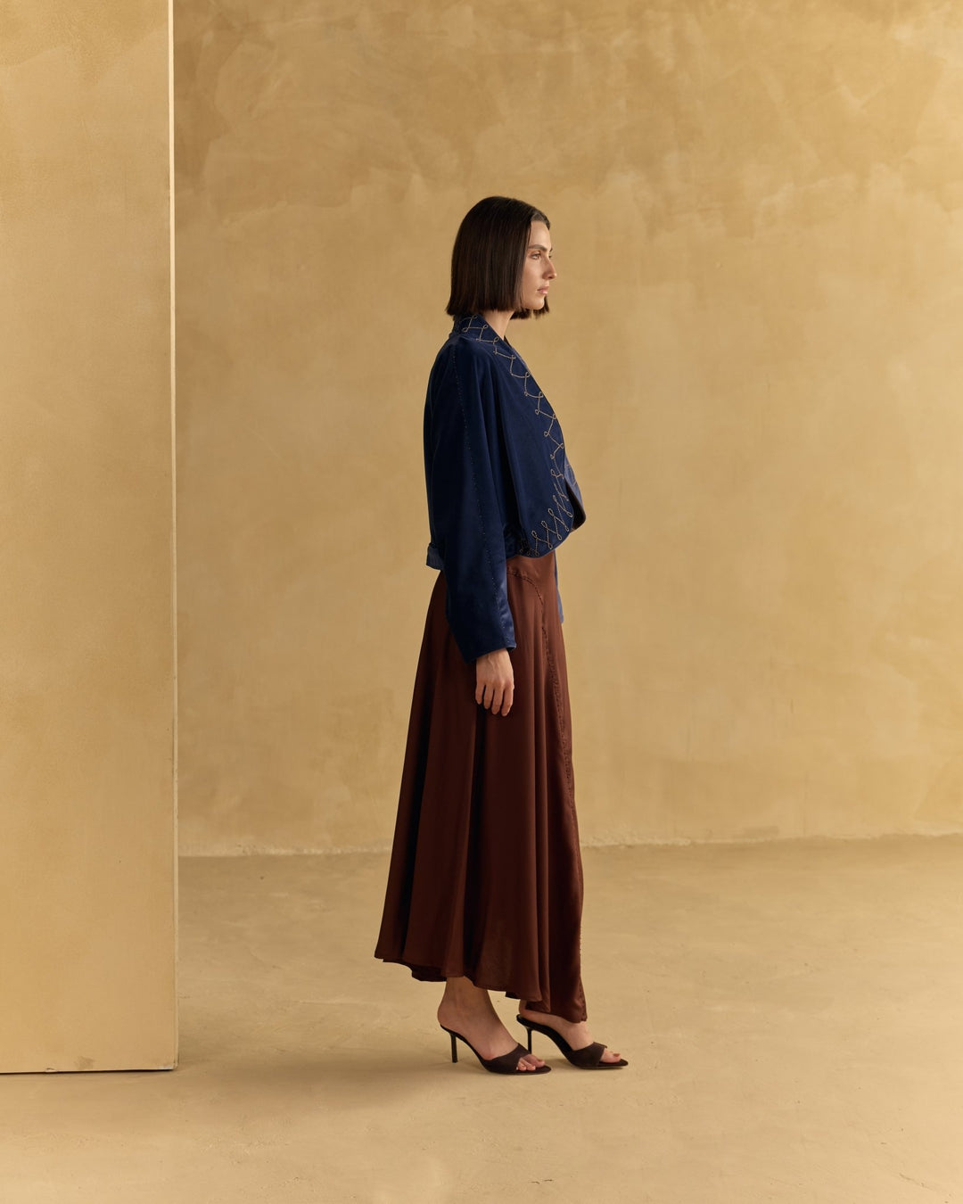 Suede Wrap Jacket - Midnight Blue by Hemji at White Label Project