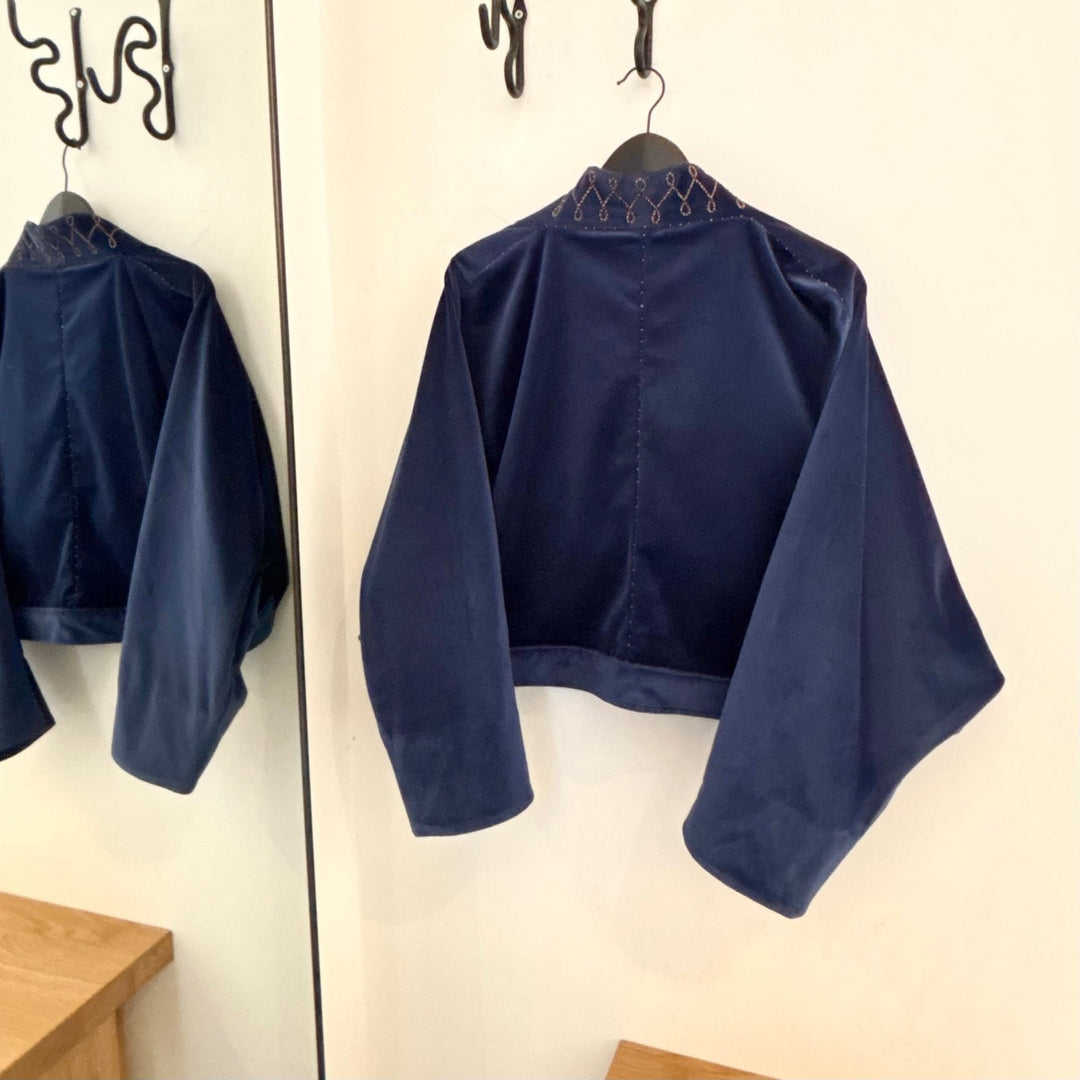 Suede Wrap Jacket - Midnight Blue by Hemji at White Label Project