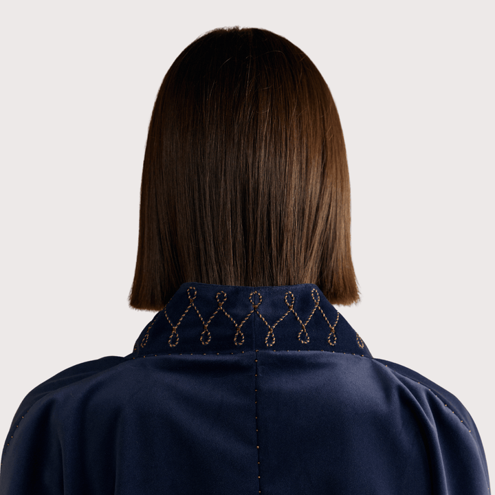 Suede Wrap Jacket - Midnight Blue by Hemji at White Label Project