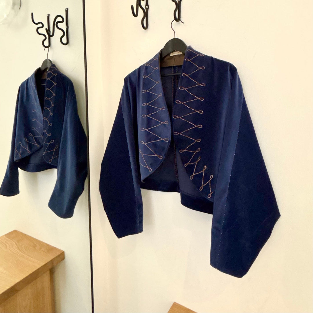 Suede Wrap Jacket - Midnight Blue by Hemji at White Label Project
