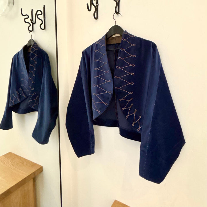 Suede Wrap Jacket - Midnight Blue by Hemji at White Label Project