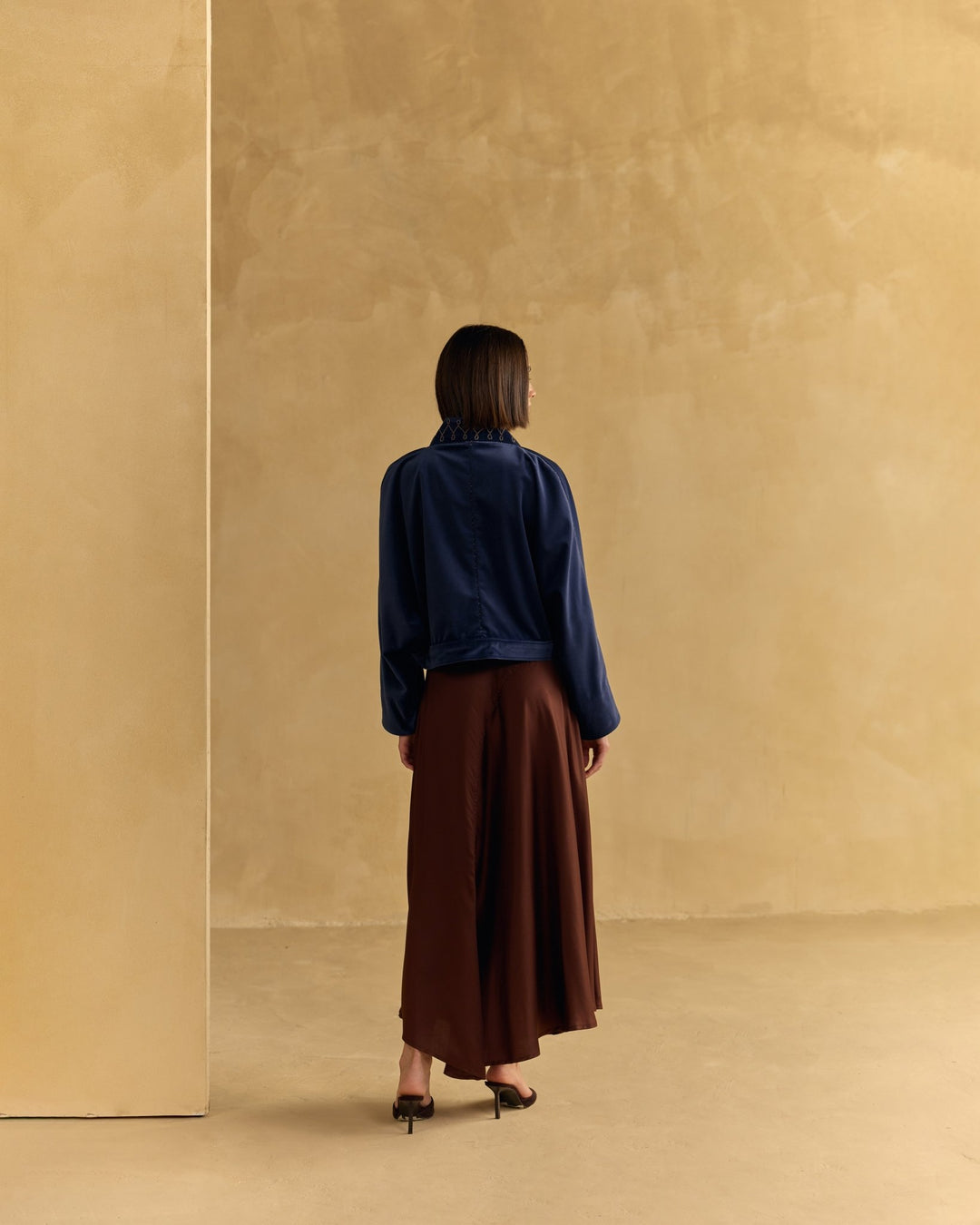 Suede Wrap Jacket - Midnight Blue by Hemji at White Label Project