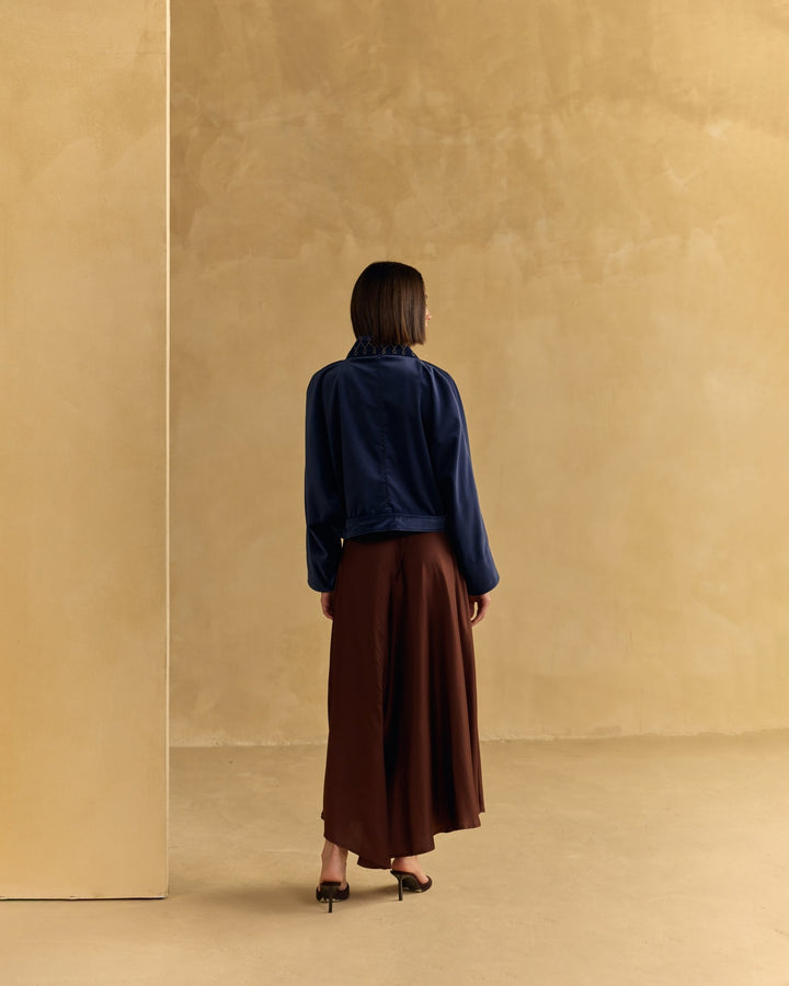 Suede Wrap Jacket - Midnight Blue by Hemji at White Label Project