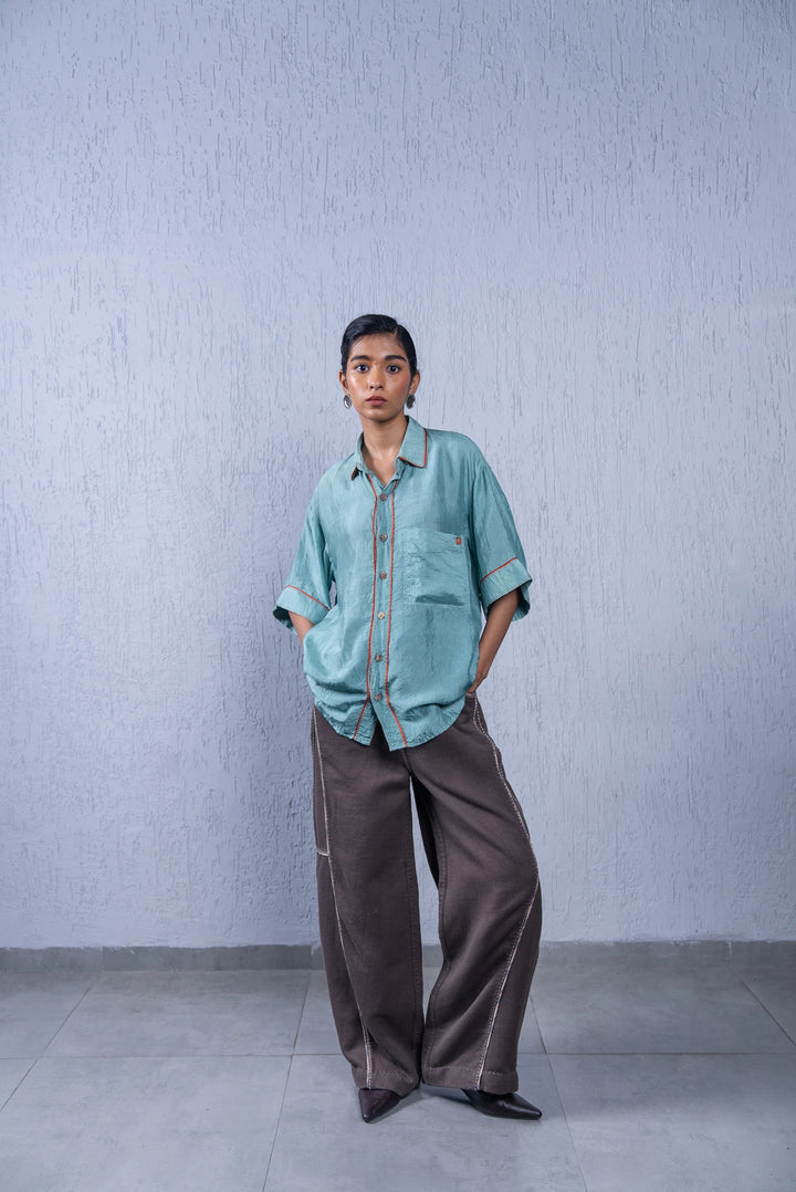Unquiet Teal Silk Shirt