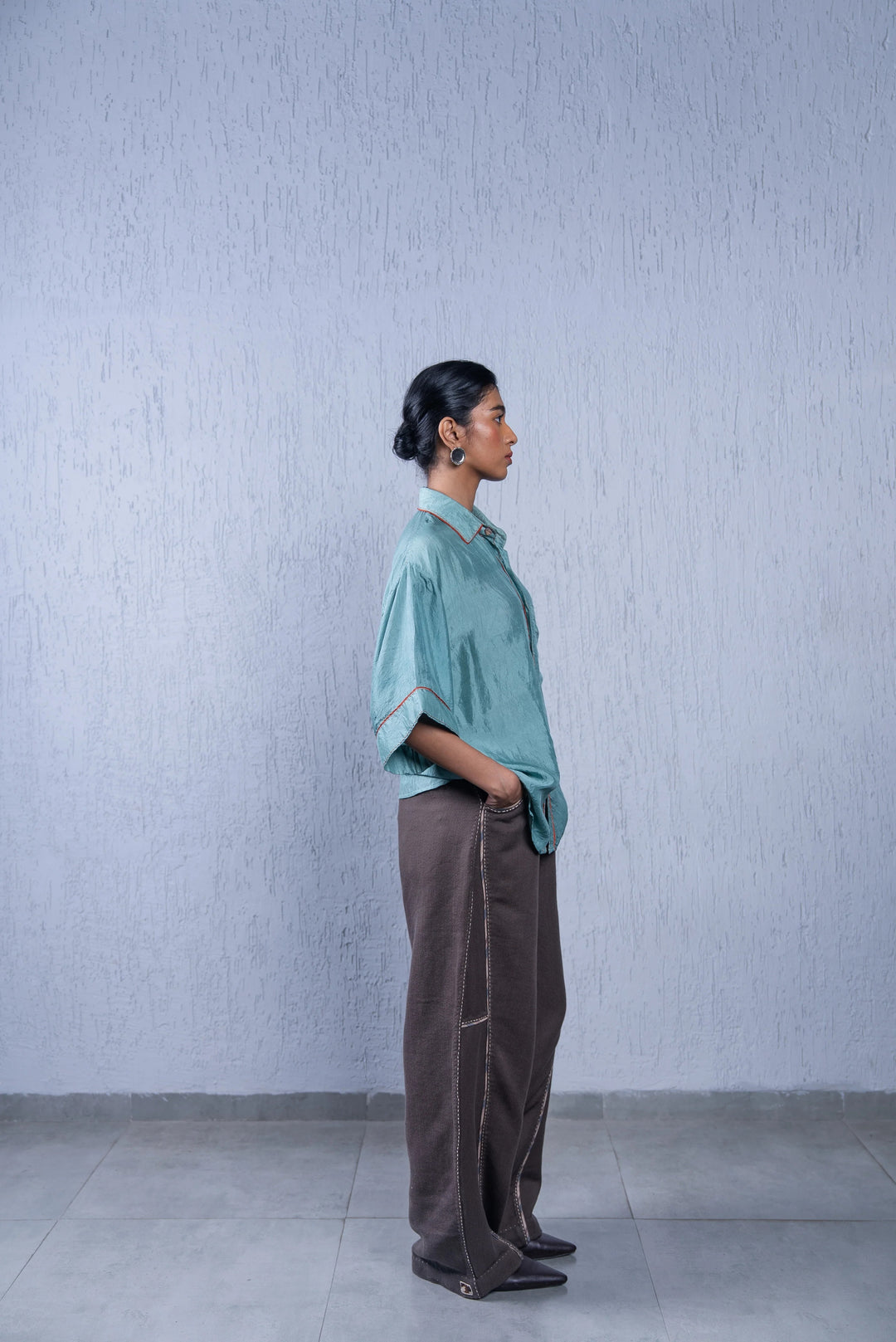 Unquiet Teal Silk Shirt