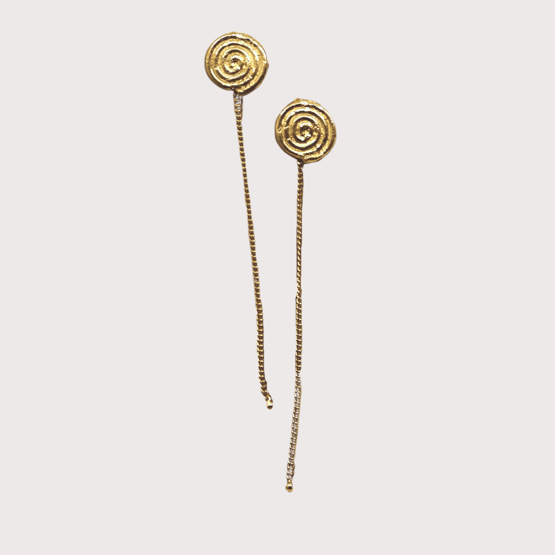 Spool of Life Drop Earrings - Gold by Kiala Kanzi at White Label Project