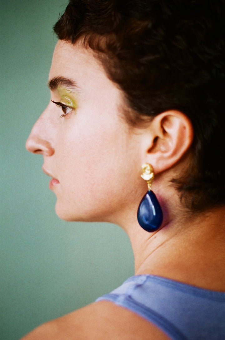 Gota Clásica Earrings - Dark Blue by La Marea at White Label Project