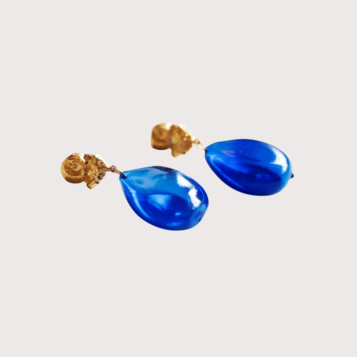 Gota Clásica Earrings - Dark Blue by La Marea at White Label Project