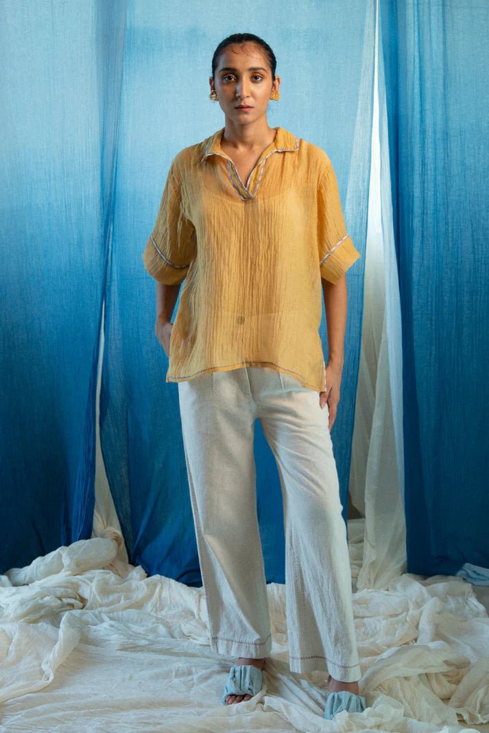AY Unisex Chanderi Shirt by Lafaani at White Label Project