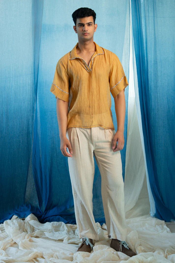 AY Unisex Chanderi Shirt by Lafaani at White Label Project