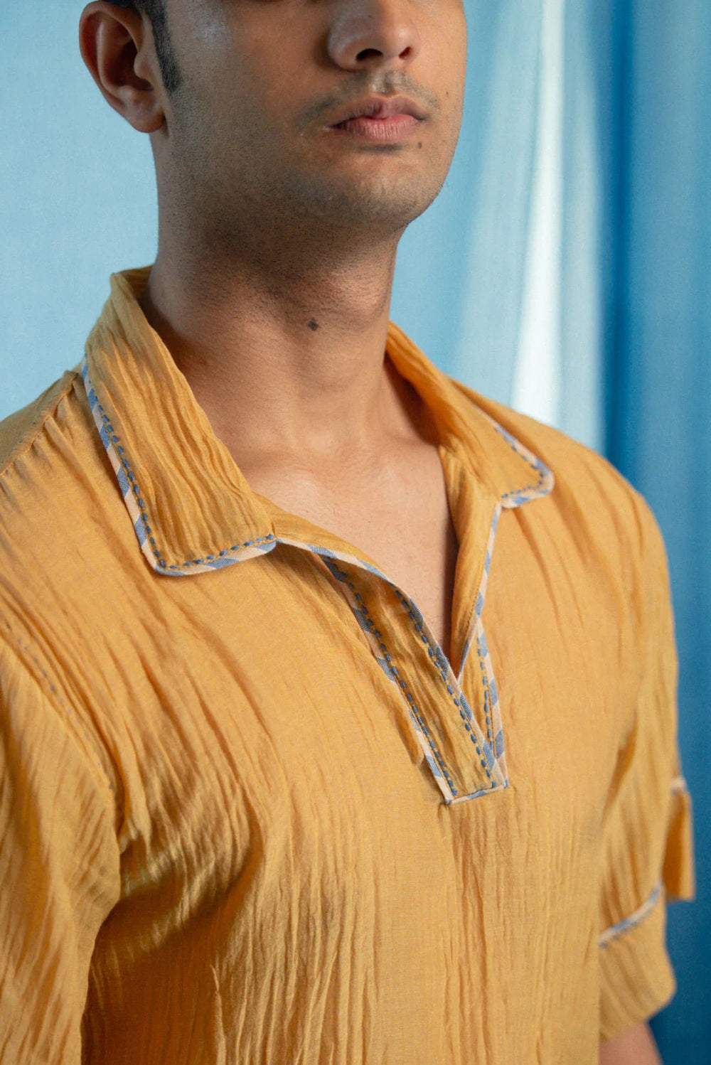 AY Unisex Chanderi Shirt by Lafaani at White Label Project