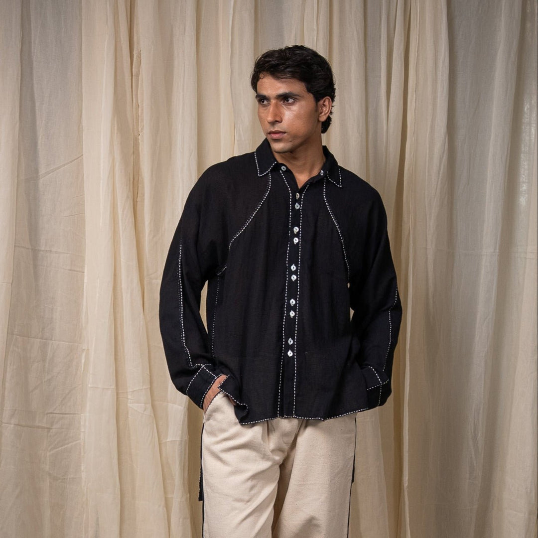 Curve Cotton Unisex Shirt - Black by Lafaani at White Label Project