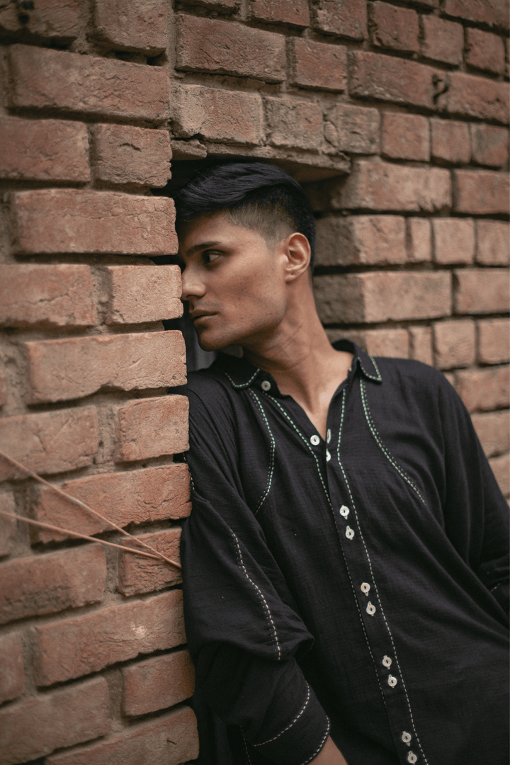 Curve Cotton Unisex Shirt - Black by Lafaani at White Label Project