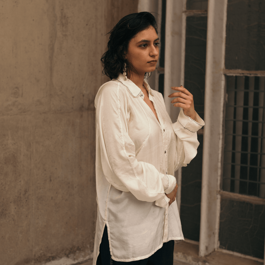 Curve Silk Unisex Shirt - White by Lafaani at White Label Project