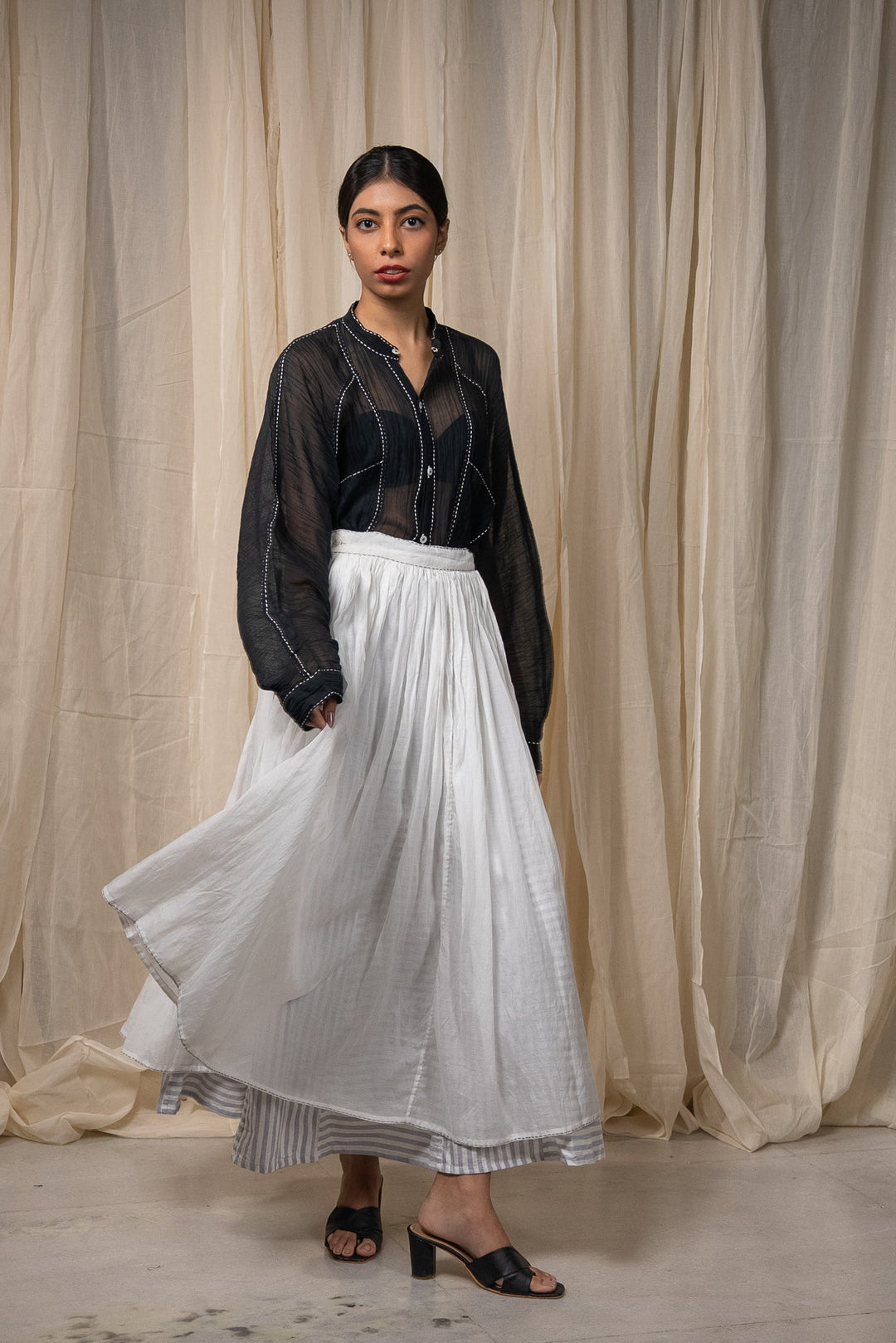 Seam Chanderi Unisex Shirt - Black by Lafaani at White Label Project