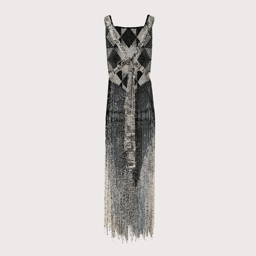 Alma Feral Beaded Chestpiece - Black & White by MAZ at White Label Project