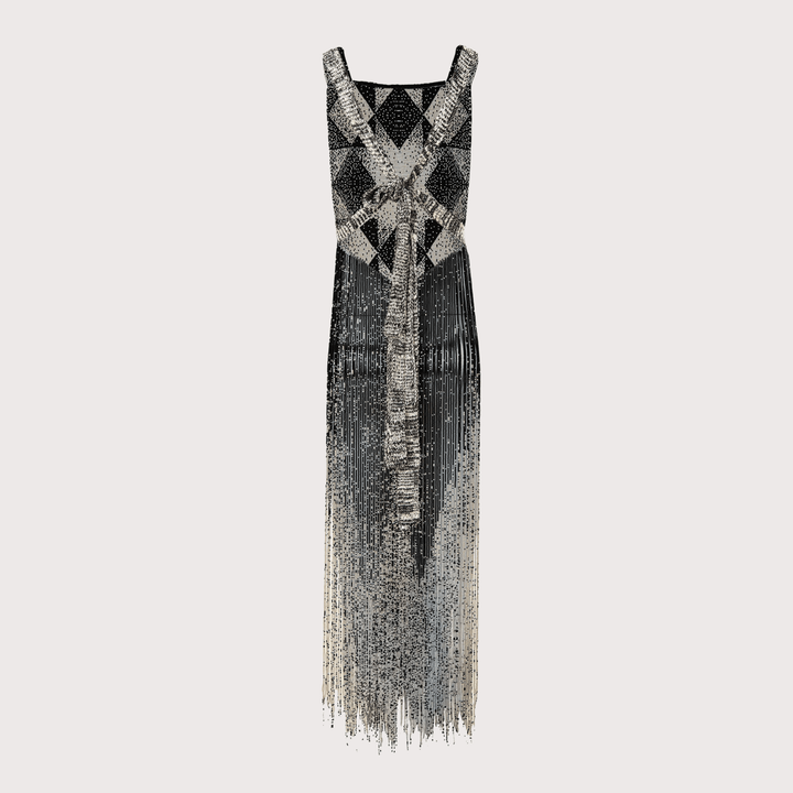 Alma Feral Beaded Chestpiece - Black & White by MAZ at White Label Project