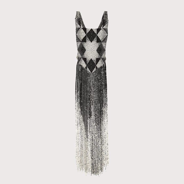 Alma Feral Beaded Chestpiece - Black & White by MAZ at White Label Project