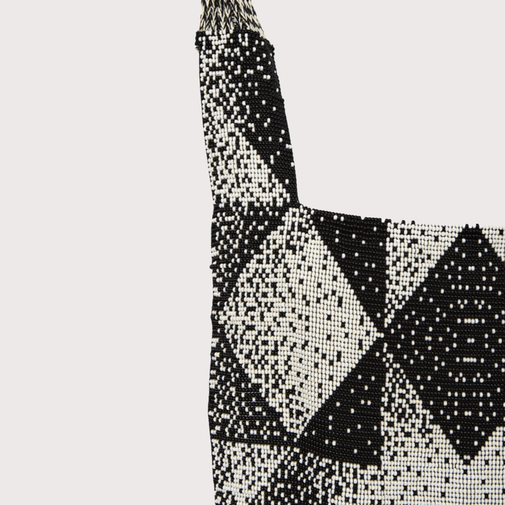 Alma Feral Beaded Chestpiece - Black & White by MAZ at White Label Project