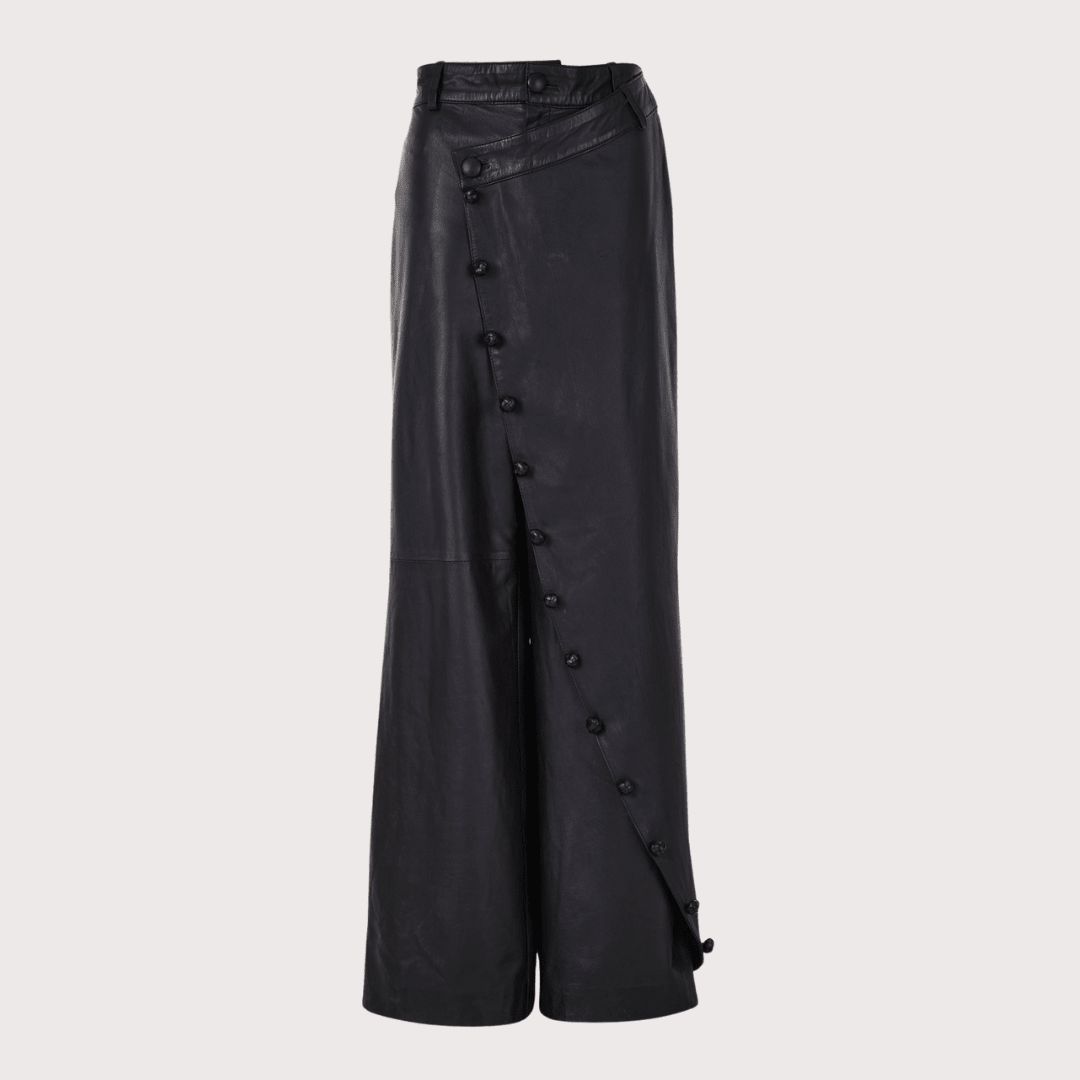 Crossed Leather Trousers by MAZ at White Label Project
