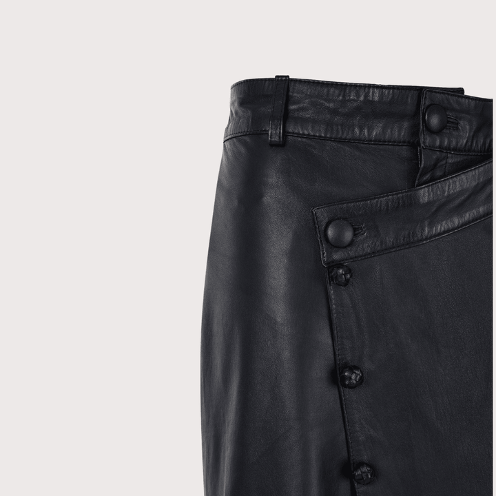 Crossed Leather Trousers by MAZ at White Label Project