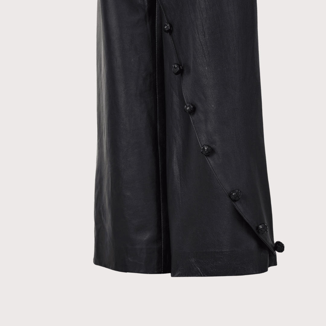 Crossed Leather Trousers by MAZ at White Label Project