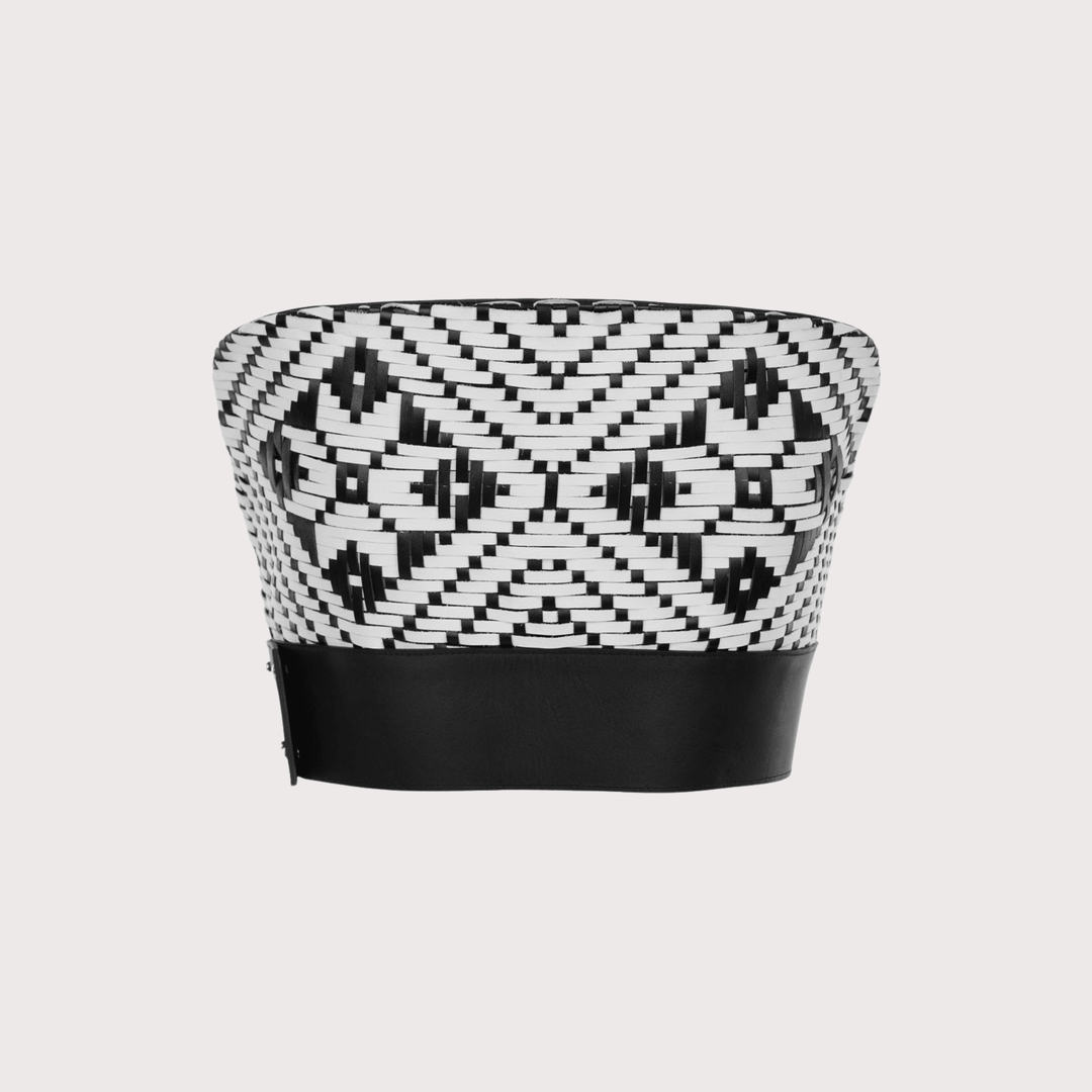 Intrecciato Top Leather - Black & White by MAZ at White Label Project