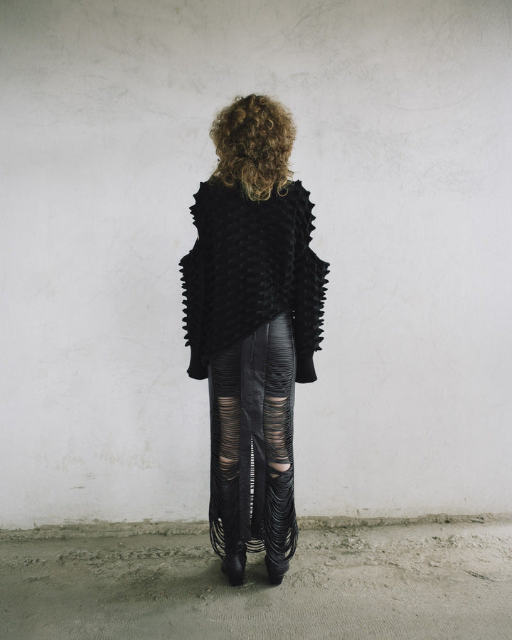 Knitted Peaks Sweater - Black by MAZ at White Label Project