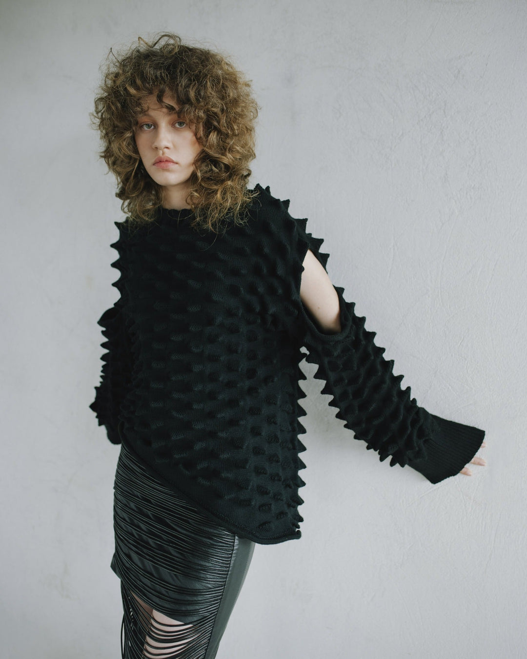 Knitted Peaks Sweater - Black by MAZ at White Label Project