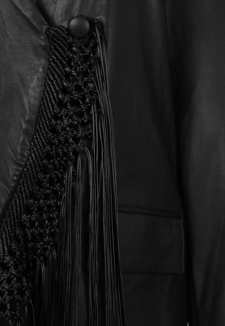 Macrame Leather Blazer by MAZ at White Label Project