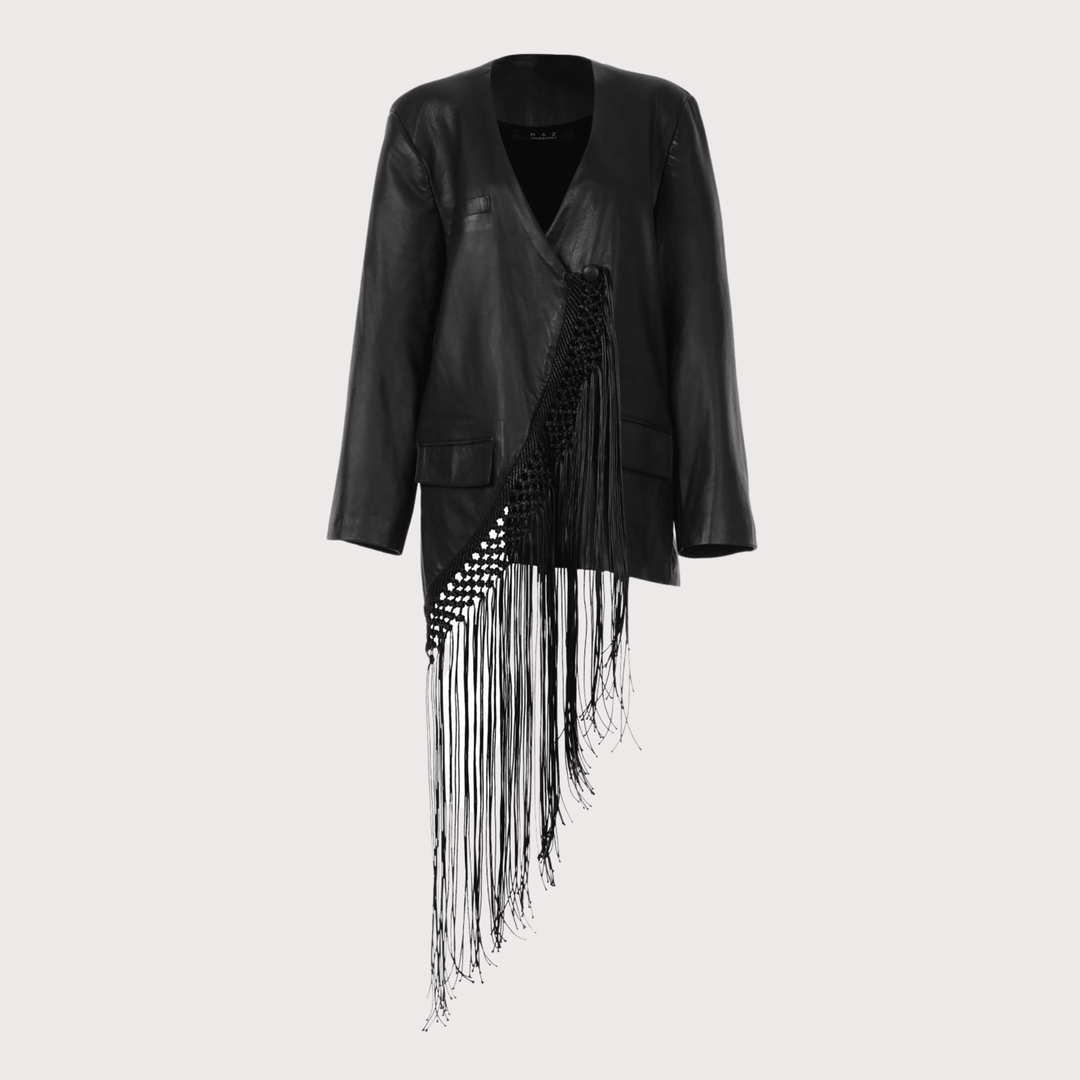 Macrame Leather Blazer by MAZ at White Label Project