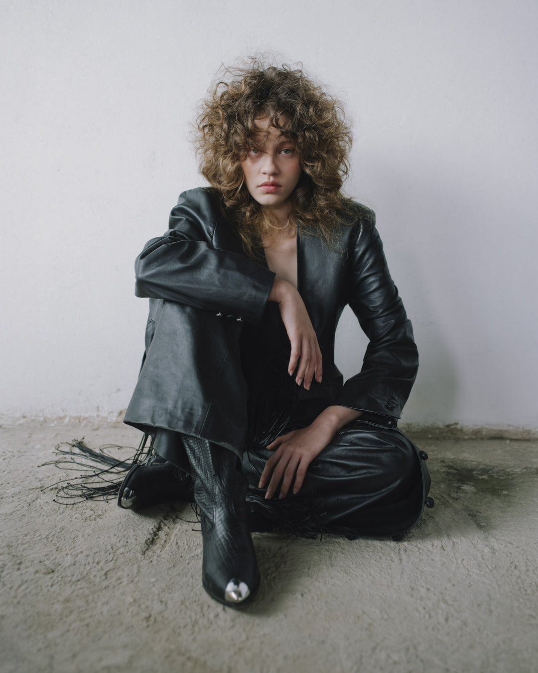 Macrame Leather Blazer by MAZ at White Label Project