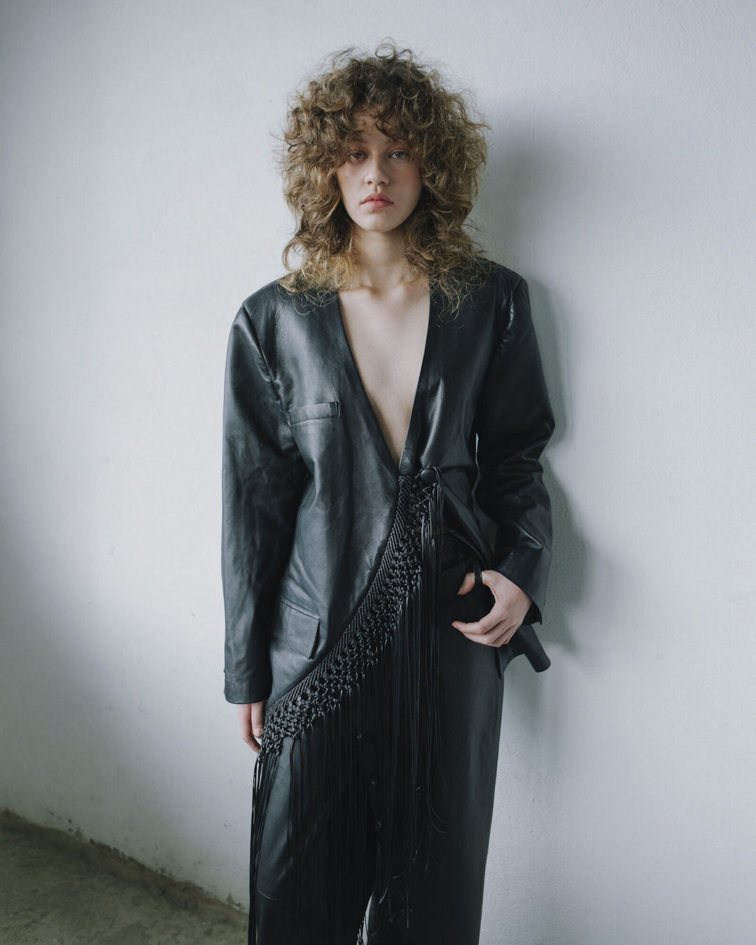 Macrame Leather Blazer by MAZ at White Label Project