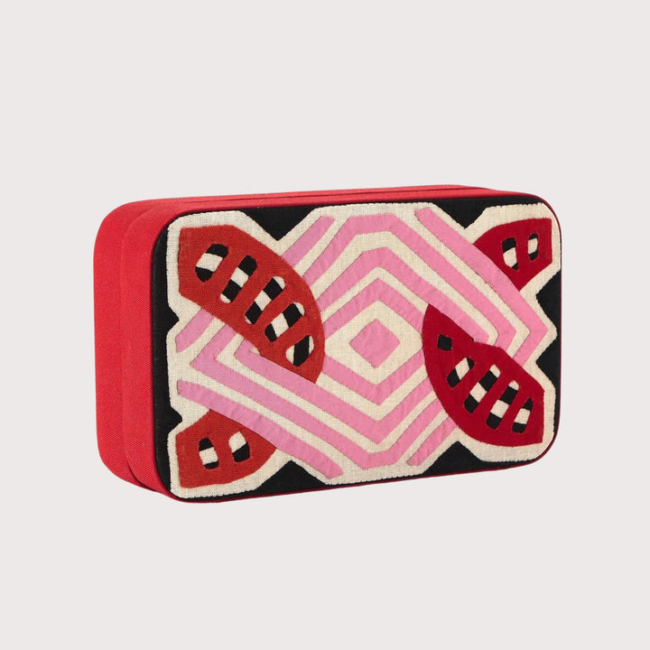 Contrasts in Pink Minaudière Box Clutch by Mola Sasa at White Label Project