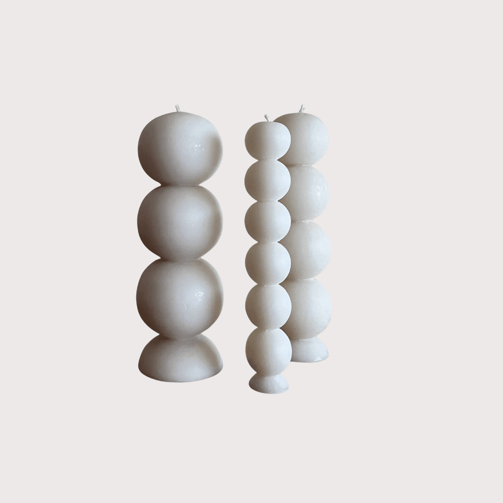 Ball Pillar Candles - Set of 3 by Objectry at White Label Project