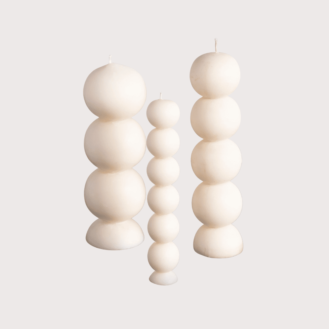 Ball Pillar Candles - Set of 3 by Objectry at White Label Project