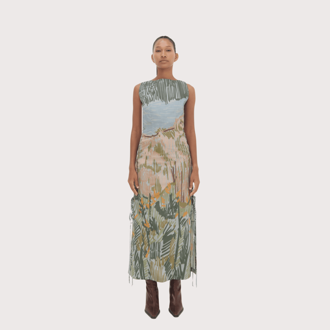 Bruma Lace Side Dress - Multicolor Print by Olga Fisch at White Label Project