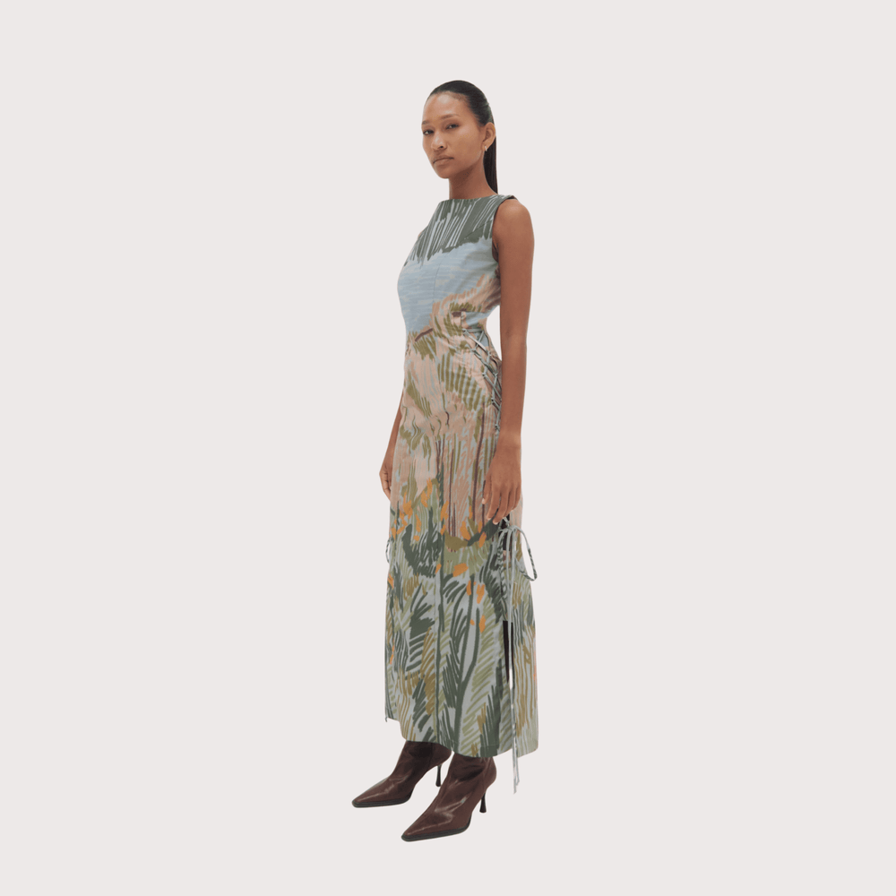 Bruma Lace Side Dress - Multicolor Print by Olga Fisch at White Label Project