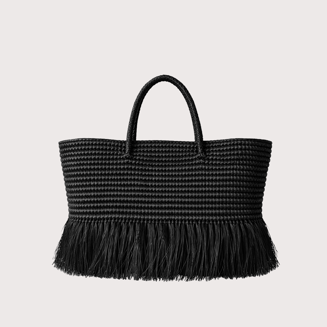 Irene Straw Bag - Black by Olga Fisch at White Label Project