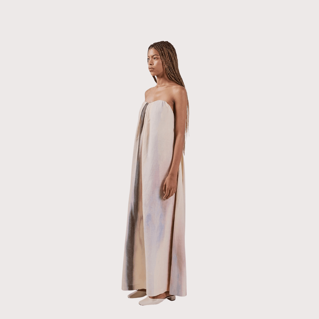 Opalo Strapless Dress - Off White by Olga Fisch at White Label Project