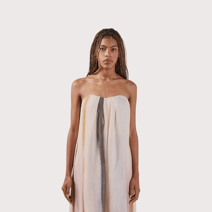 Opalo Strapless Dress - Off White by Olga Fisch at White Label Project