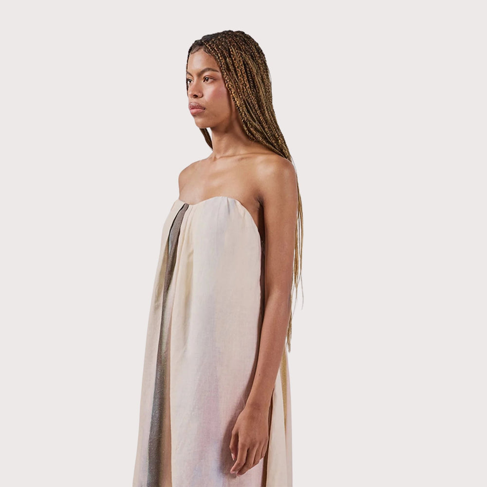 Opalo Strapless Dress - Off White by Olga Fisch at White Label Project