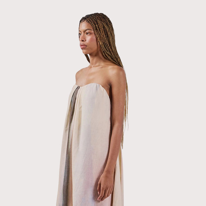Opalo Strapless Dress - Off White by Olga Fisch at White Label Project