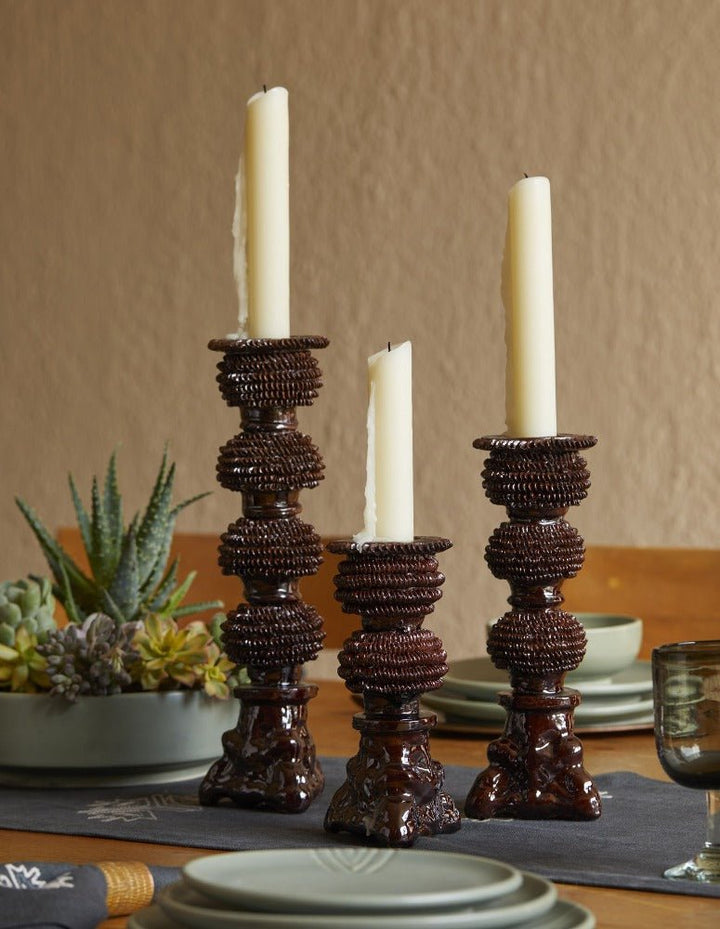 Don Pedro Candleholder - Large/Brown by Onora Casa at White Label Project