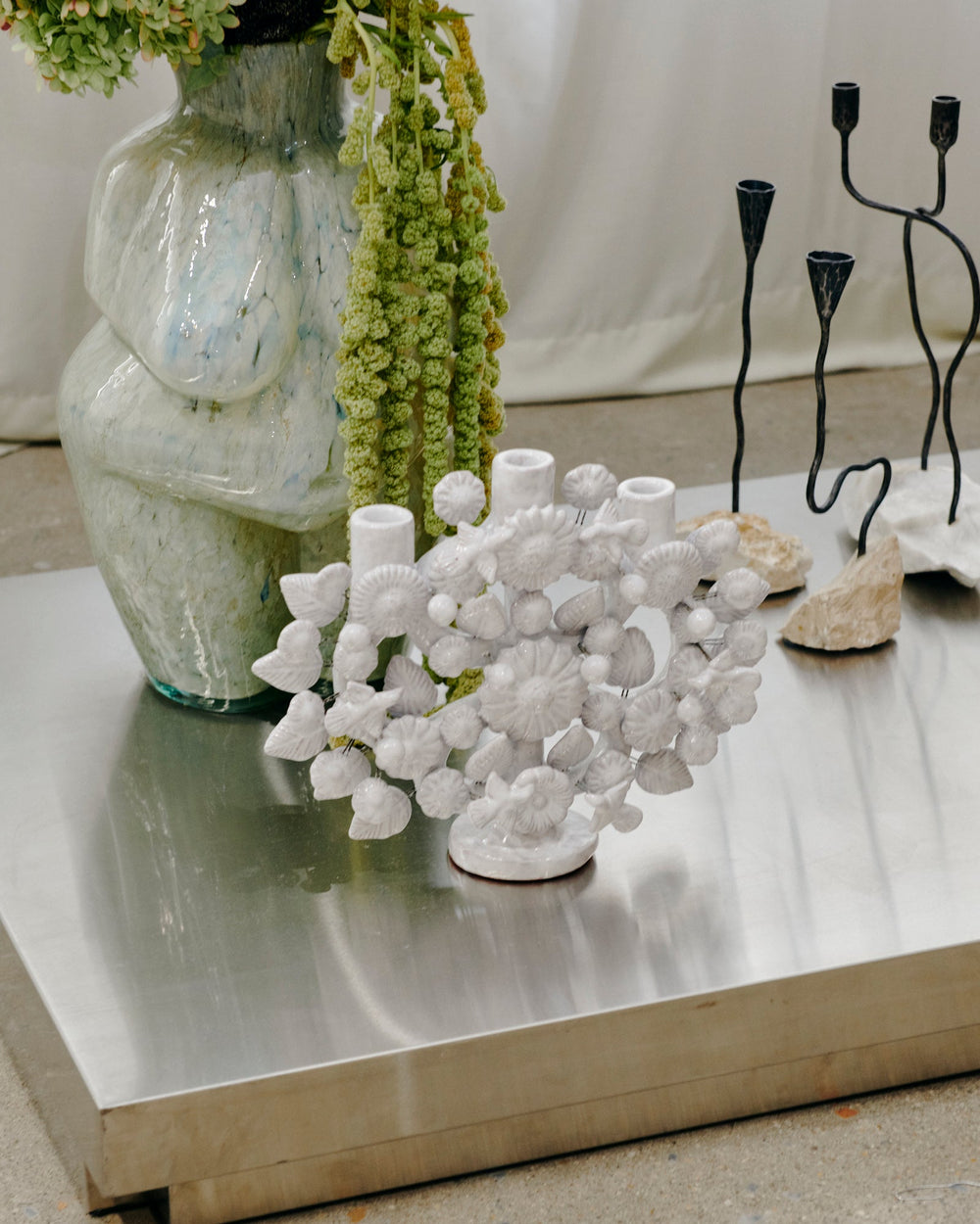 Metepec Tree of Life Candleholder - Large/White by Onora Casa at White Label Project